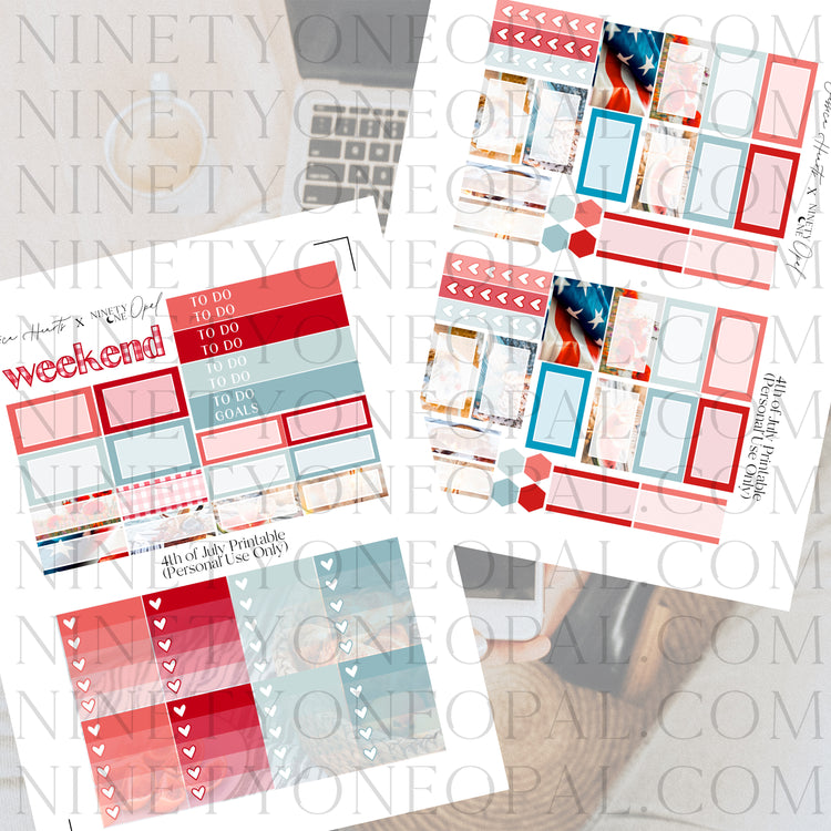 4th of July Printable Sticker Kit
