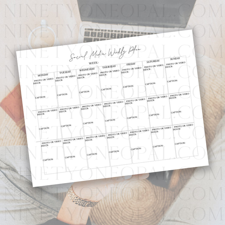 Social Media Weekly Planner