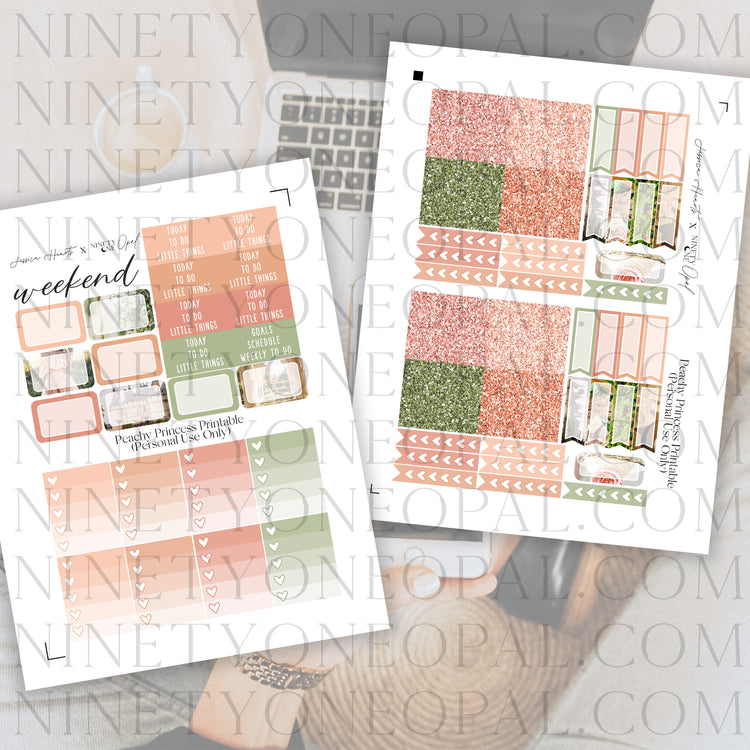 Peachy Princess Printable Sticker Kit