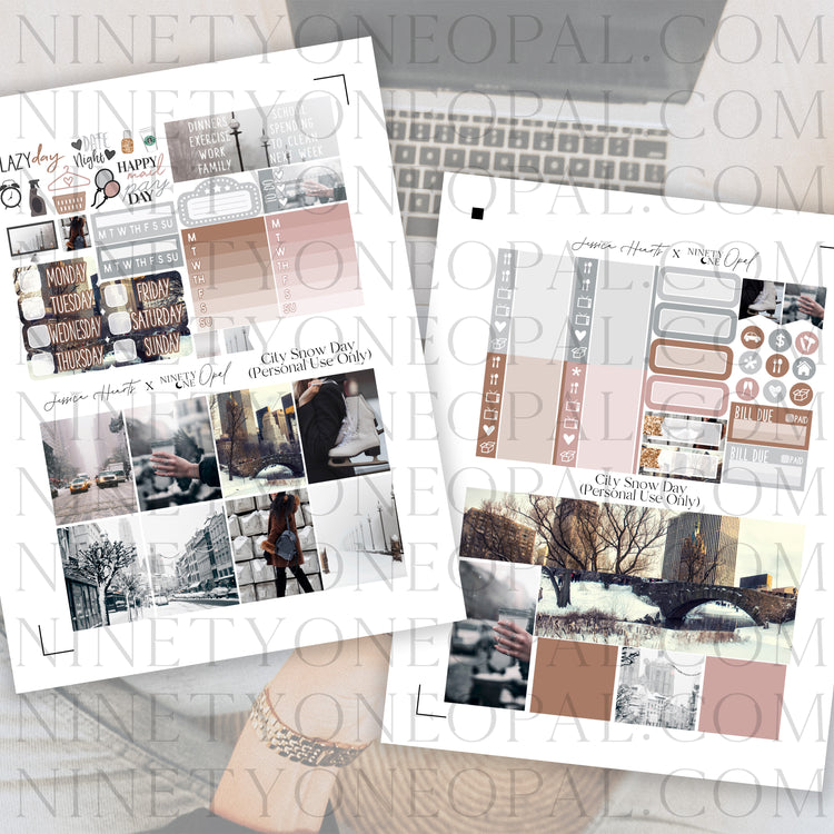 City Snow Day Printable Sticker Kit