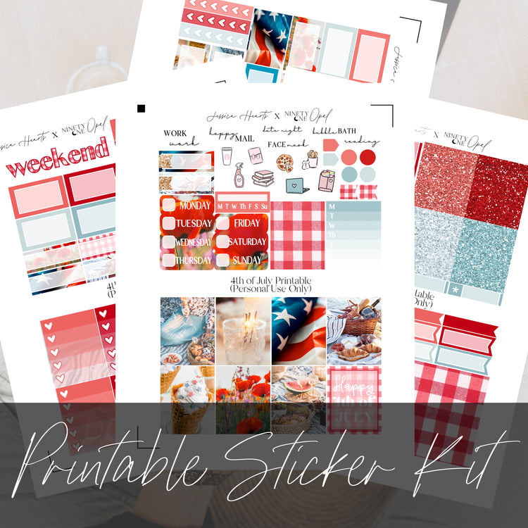 4th of July Printable Sticker Kit