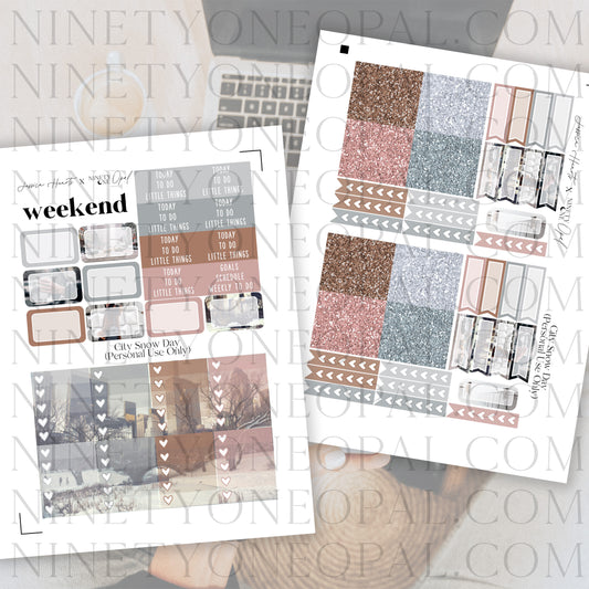 City Snow Day Printable Sticker Kit