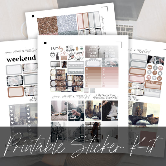 City Snow Day Printable Sticker Kit