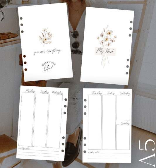 A5 Icon Rings Undated Weekly Planner Inserts
